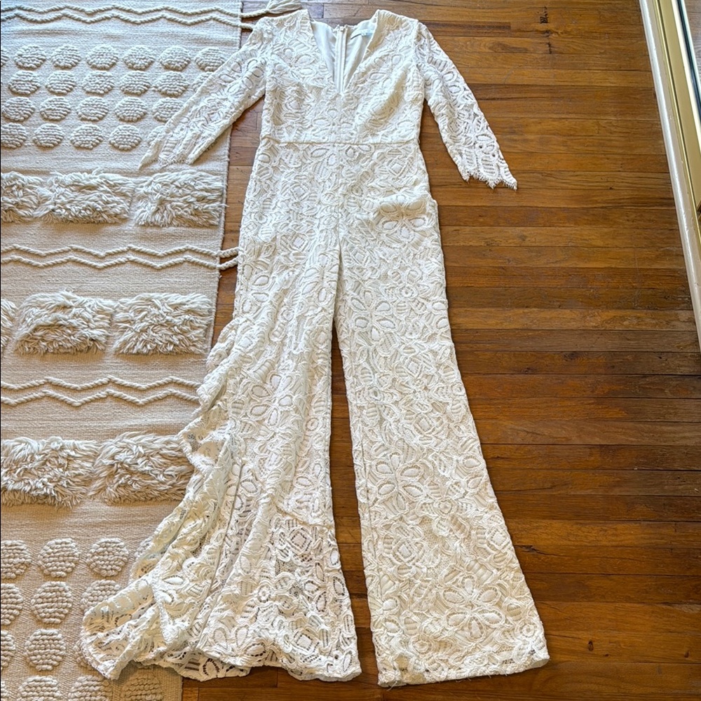 Alexis Ivory Lace Jumpsuit with Wide-Leg Size S
